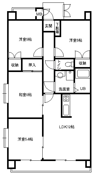 平塚市東八幡のマンションの間取り