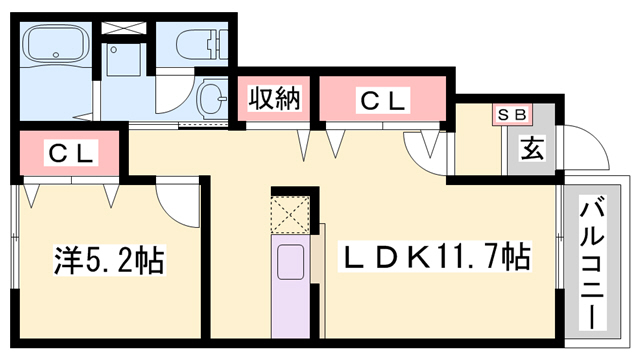 三木市志染町広野のアパートの間取り