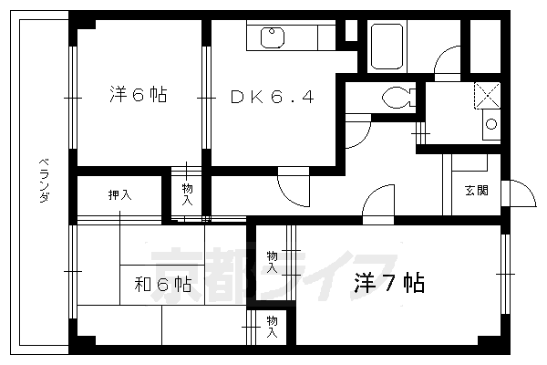 乙訓郡大山崎町字下植野のマンションの間取り