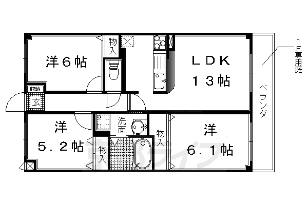 京都市伏見区桃山町遠山のマンションの間取り