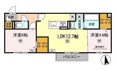 広島市安佐北区三入のアパートの間取り