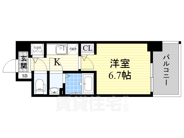 大阪市阿倍野区松崎町のマンションの間取り