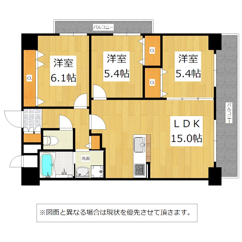 北九州市小倉北区香春口のマンションの間取り