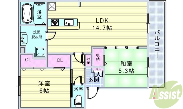 【豊中市春日町のアパートの間取り】