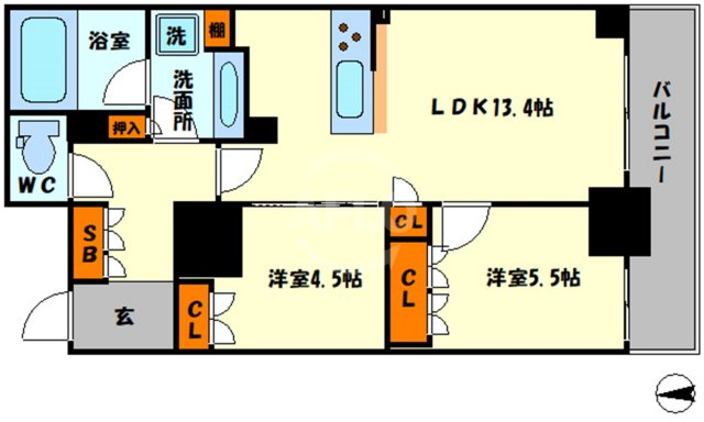 【大阪市西区靱本町のマンションの間取り】