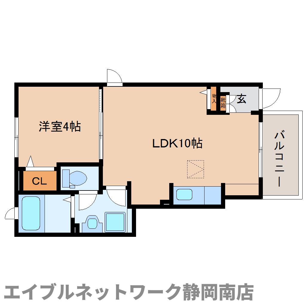 静岡市駿河区下島のアパートの間取り