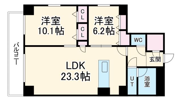 名古屋市中村区名駅南のマンションの間取り