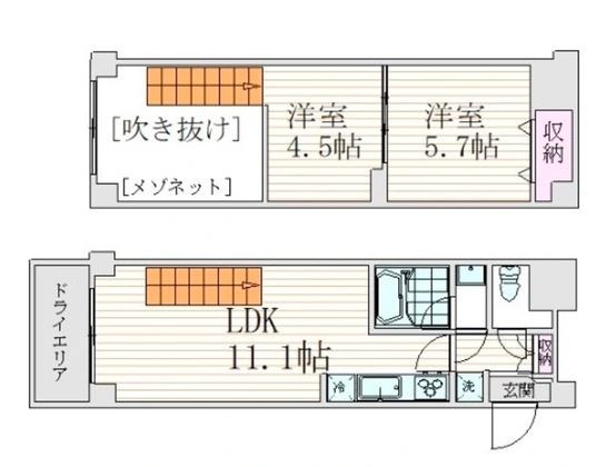 中野区東中野のマンションの間取り