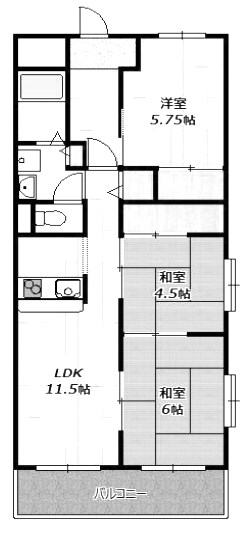 明石市二見町西二見のマンションの間取り