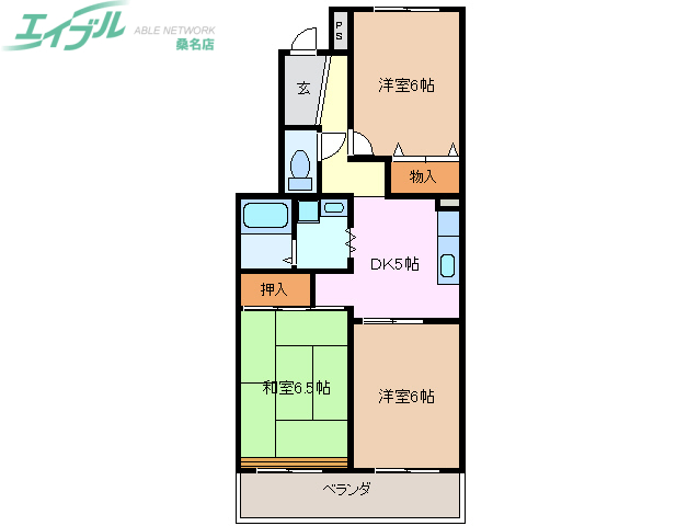 桑名市大字大福のマンションの間取り