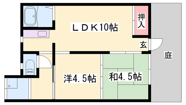 加古川市尾上町養田のアパートの間取り