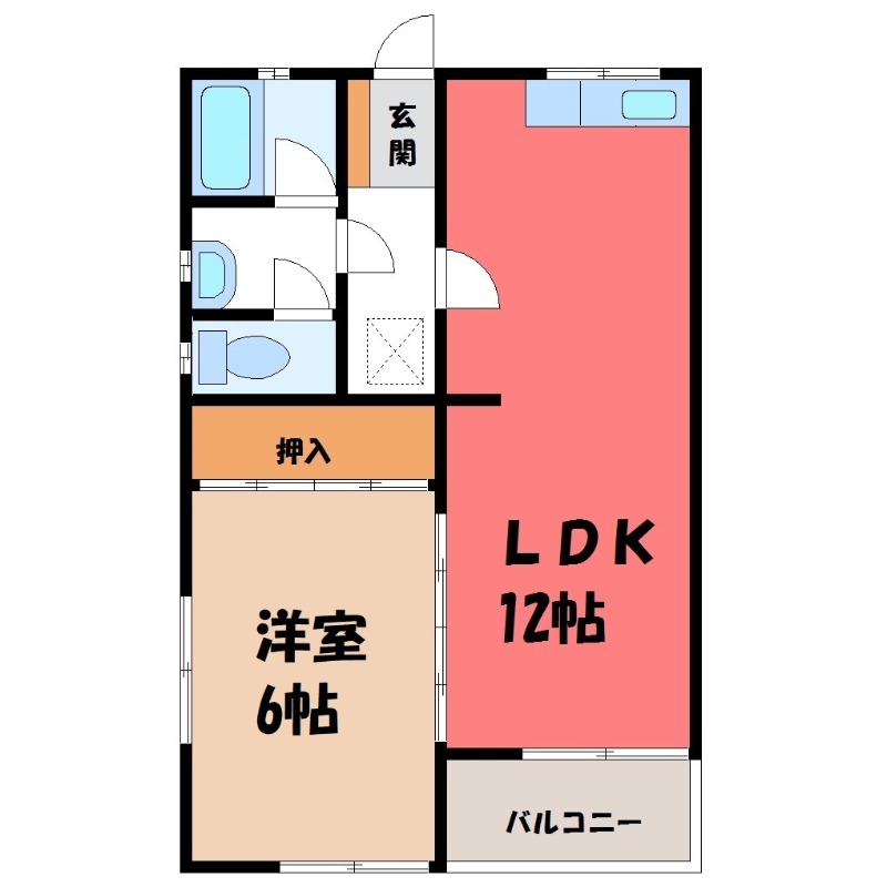 宇都宮市御幸本町のアパートの間取り