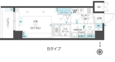 新宿区市谷本村町のマンションの間取り