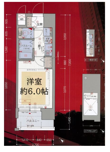 大阪市港区市岡元町のマンションの間取り