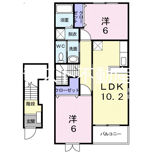 薩摩川内市平佐町のアパートの間取り