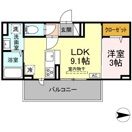 （仮）D-ROOM中央市中楯 B棟の間取り