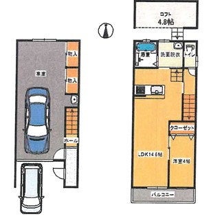 寝屋川市堀溝のアパートの間取り