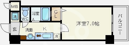 地下鉄千日前線 桜川駅 徒歩8分 8階建 築18年の間取り写真