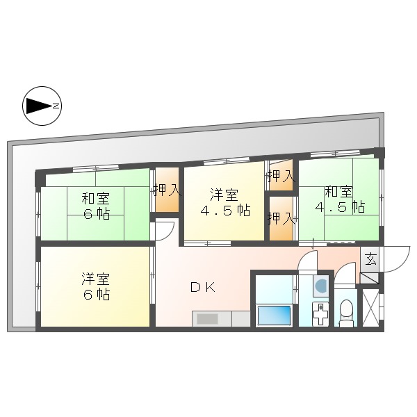 西町マンションの間取り