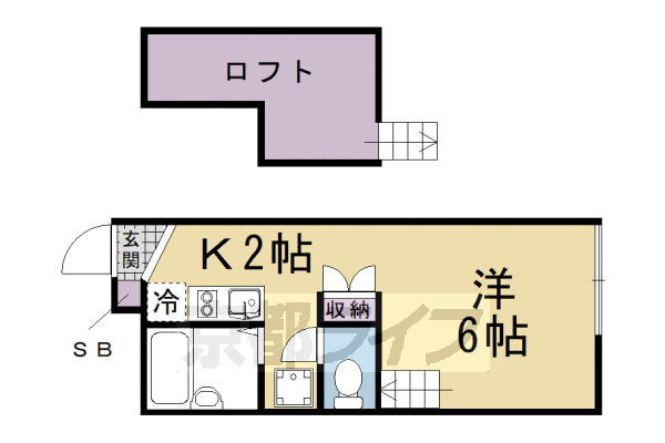 京都市伏見区石田大受町のアパートの間取り