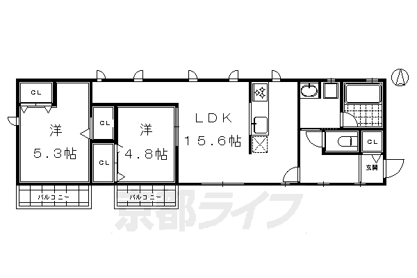 京都市中京区亀屋町のアパートの間取り