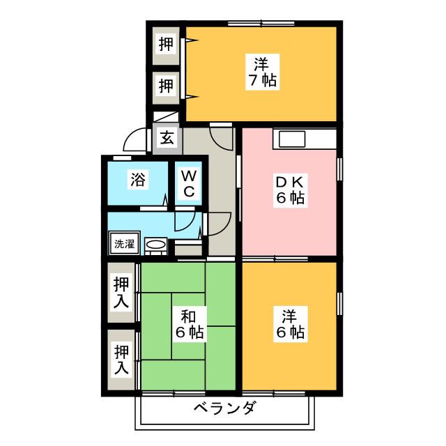 ハイムグランシャリオ内山　Ｂ棟の間取り