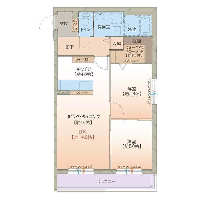 富山市長江のマンションの間取り