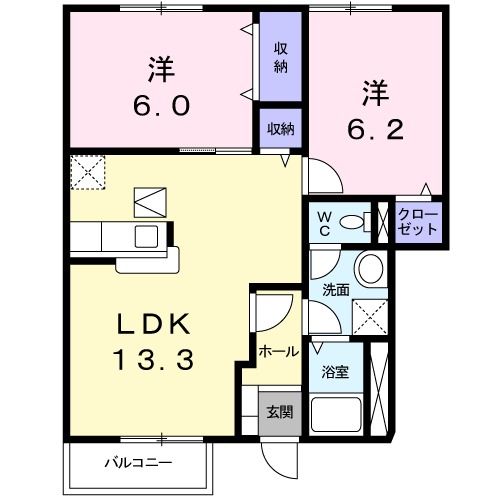 【白石市旭町のアパートの間取り】