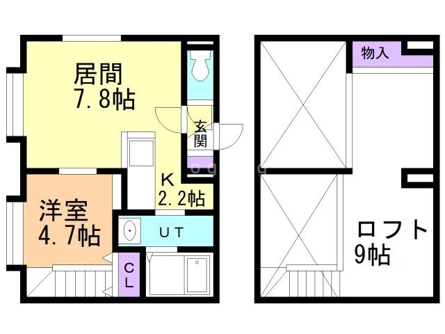 札幌市東区北二十六条東のアパートの間取り