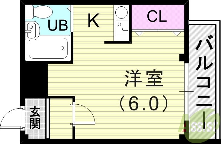 神戸市兵庫区切戸町のマンションの間取り