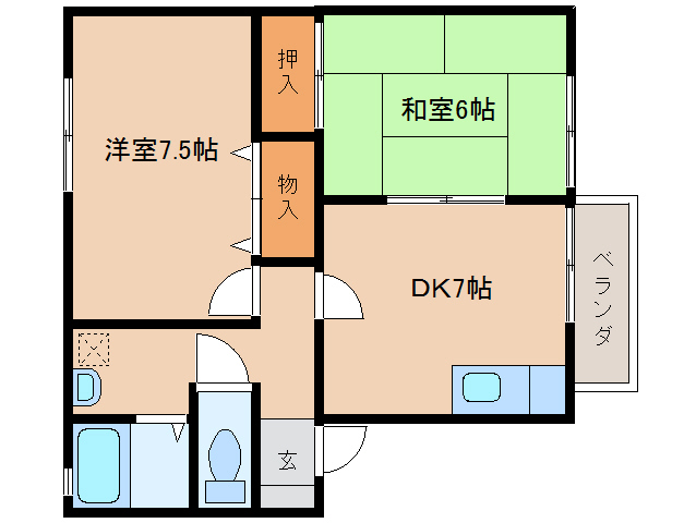 御所市大字元町のアパートの間取り