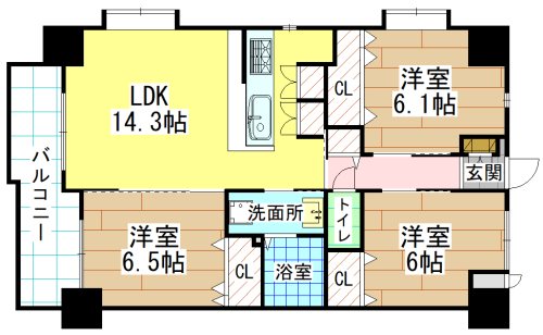 北九州市八幡西区浅川台のマンションの間取り