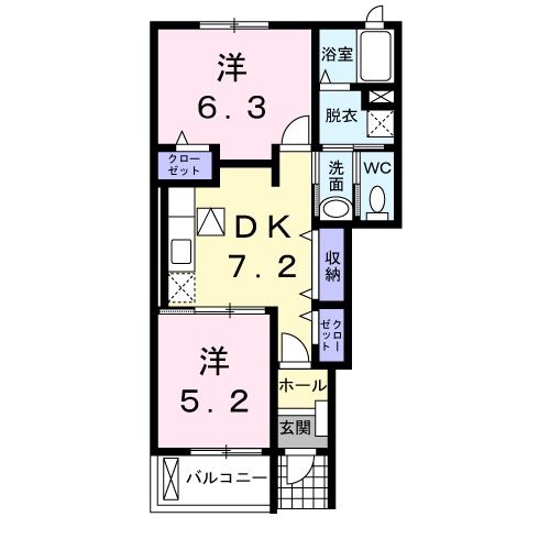 登米市中田町石森のアパートの間取り