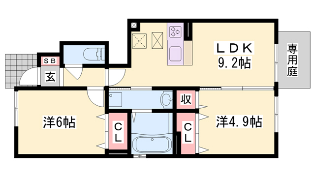 三木市大村のアパートの間取り