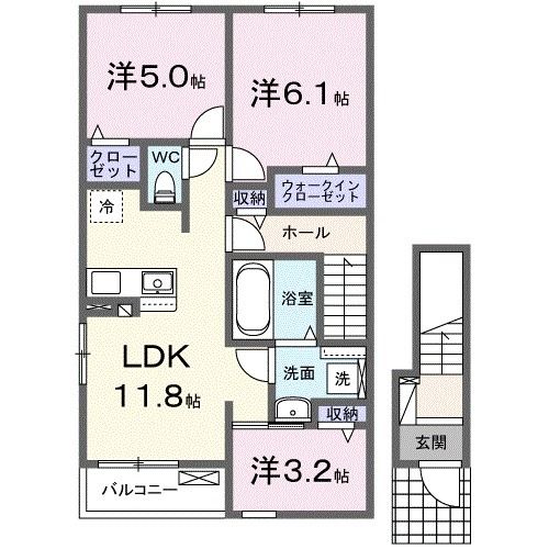 白石市鷹巣のアパートの間取り