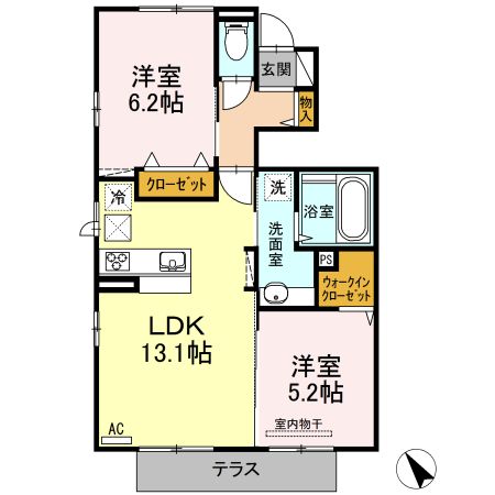 日置市伊集院町下谷口のアパートの間取り