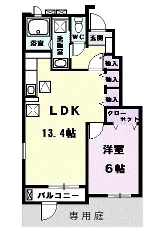 北名古屋市宇福寺のアパートの間取り