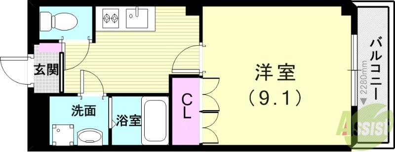 神戸市北区道場町日下部のマンションの間取り