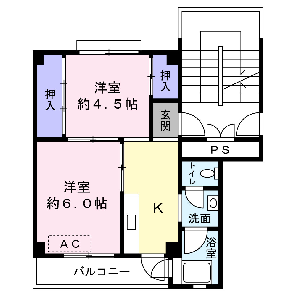 ビレッジハウス広宮沢2号棟の間取り