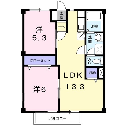 泉南市信達大苗代のアパートの間取り