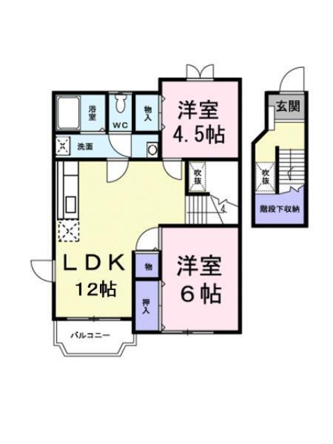 伊予市下吾川のアパートの間取り