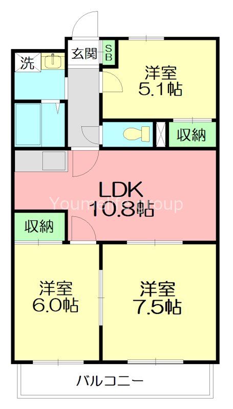 平塚市東中原のマンションの間取り