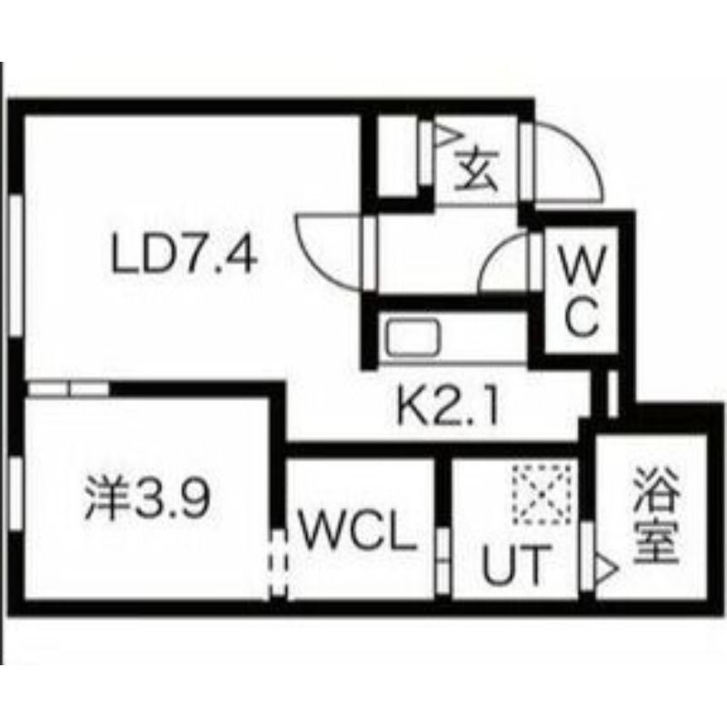 札幌市東区北十四条東のマンションの間取り