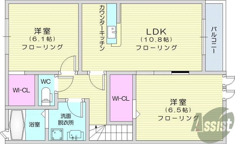 仙台市太白区四郎丸のアパートの間取り