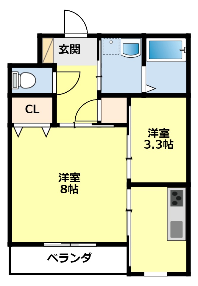 【豊田市花園町のアパートの間取り】