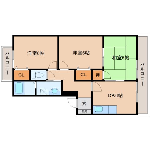 橿原市木原町のアパートの間取り