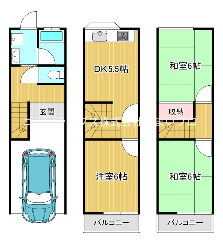 京阪本線 萱島駅 徒歩8分 3階建 築34年の間取り写真