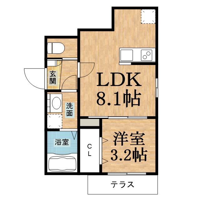 ＪＲ内房線 浜野駅 徒歩3分 2階建 築4年の間取り写真