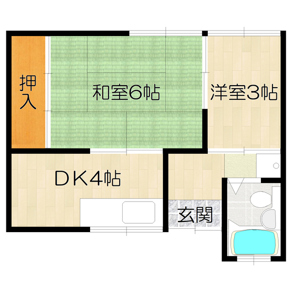 大阪市阿倍野区北畠のアパートの間取り