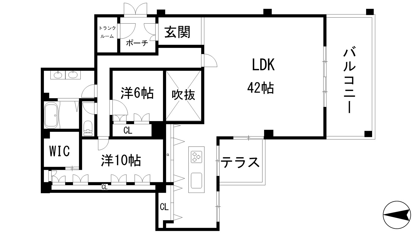 箕面市箕面のマンションの間取り